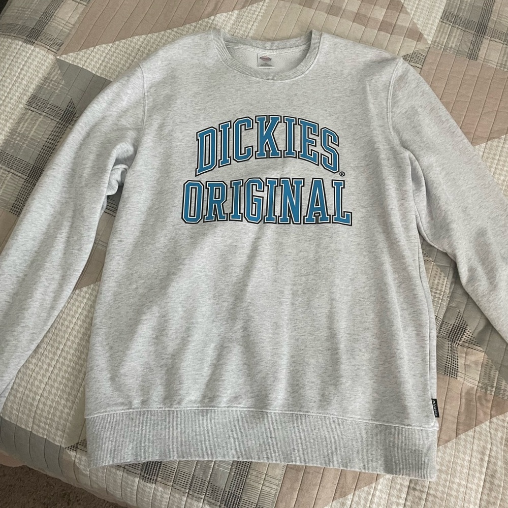 Dickies Gray Crewneck Sweater with Blue Logo